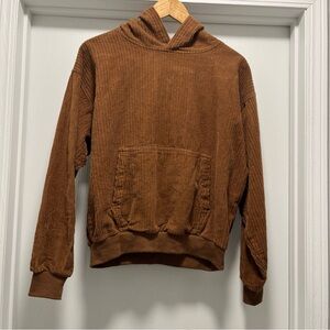 Pacsun Hoodie Small Brown Corduroy Pullover Kangaroo Pocket Casual Skate Boxy